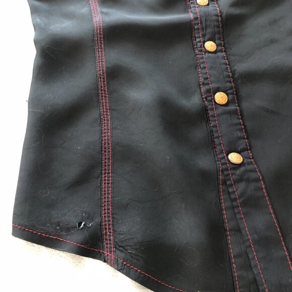 VTG Jean Paul Gaultier Jeans Black With Red Stitching Long Sleeve Snap Shirt - Picture 13 of 16